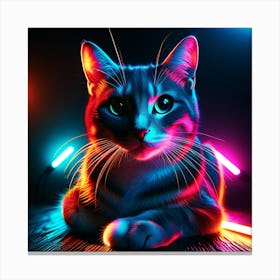 Neon Cat Canvas Print