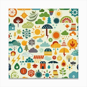 Seamless Pattern Of Nature Icons Canvas Print