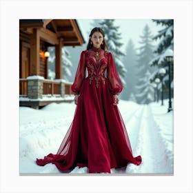 Beautiful Woman In A Red Dress Canvas Print