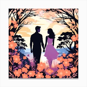 Silhouette of couple 1 Canvas Print