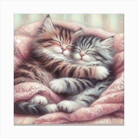 Two Kittens Cuddling Canvas Print