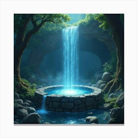 A Magical Well With Sparkling Waters Revealing Visions Of Other Worlds 1 Canvas Print