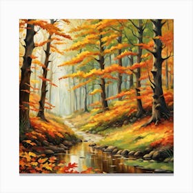Forest In Autumn In Minimalist Style Square Composition 82 Canvas Print
