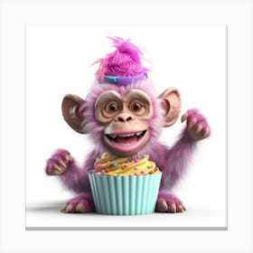 Monkey With A Cupcake Canvas Print