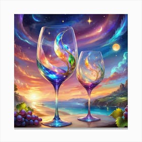 Mythical Galaxies Wine Glasses  Canvas Print