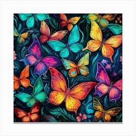Colorful Butterflies Seamless Pattern 2 Canvas Print