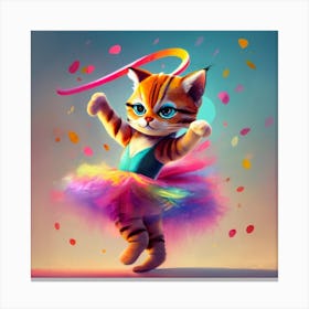 Dancing Pussycat In A Tutu Canvas Print