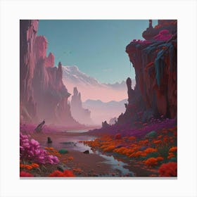 Landscape With Flowers Canvas Print