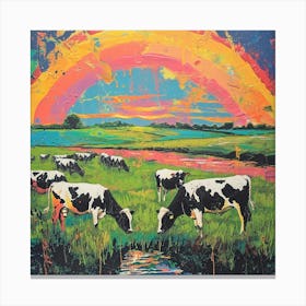 Rainbow Cow Paint Splash Collage Canvas Print
