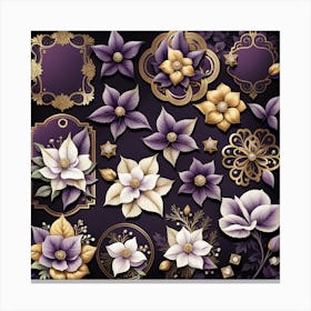 Purple And Gold Flowers Canvas Print