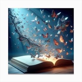 Open Book With Butterflies Canvas Print