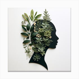 Woman'S Head With Plants Canvas Print