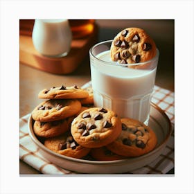 Chocolate Chip Cookies And Milk Canvas Print