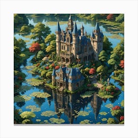 Beautiful Mansion By The River Canvas Print