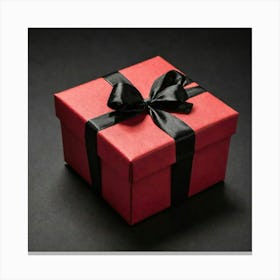 Red Gift Box With Black Ribbon Canvas Print