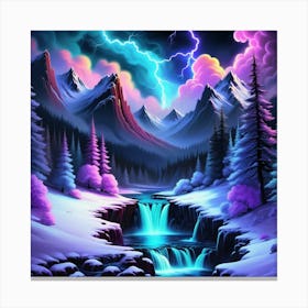 Lightning In The Mountains Canvas Print