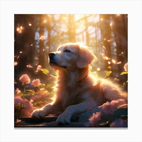 Dogs Sprit Leaving His Body Bathed In The Ethereal Glow Of A Heavenly Realm Canvas Print