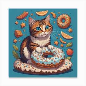 Cat With Donuts Canvas Print