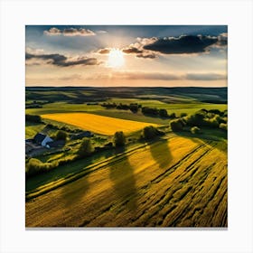 Drone Rural Farm Field Aerial Land Agricultural Crop Countryside Environment Agriculture (2) Canvas Print