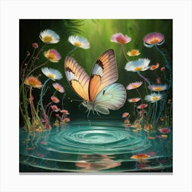 The Butterfly In A Tranquil Garden Canvas Print