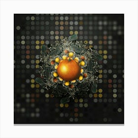 Vintage Orange Fruit Wreath on Dot Bokeh Pattern n.0745 Canvas Print