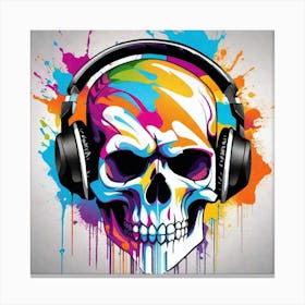 Skull With Headphones 25 Canvas Print