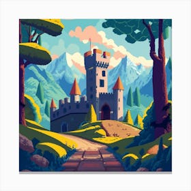 Pixel Art Medieval Castle Poster 2 Canvas Print