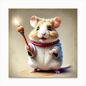 Hamster Holding A Wand Canvas Print