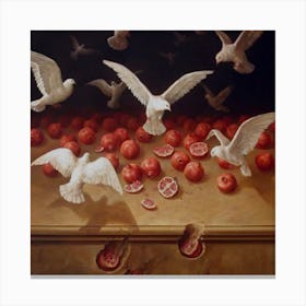 Doves And Pomegranates Canvas Print