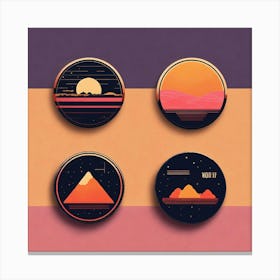 4 Badges Lo Fi Music With Minimalist Design (3) Canvas Print