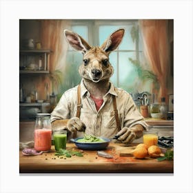 Kangaroo In The Kitchen 2 Canvas Print