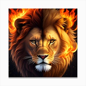 Lion And Fire Canvas Print