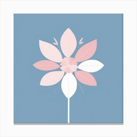 A White And Pink Flower In Minimalist Style Square Composition 32 Canvas Print