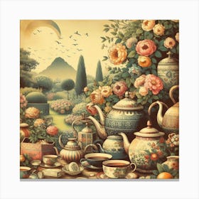 Tea In The Garden 3 Canvas Print