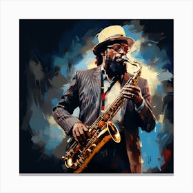 Jazz Musician Playing Saxophone Canvas Print