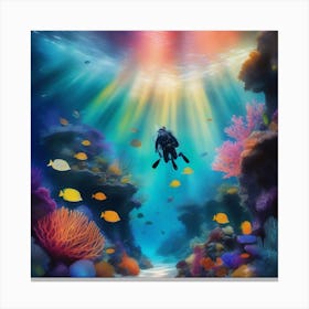 Scuba Diver Underwater Canvas Print