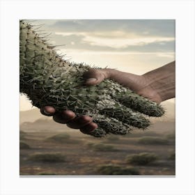 Cactus Handshake Canvas Print