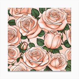 Pink Roses Seamless Pattern 9 Canvas Print