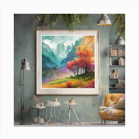 Mountain Landscape Painting Canvas Print