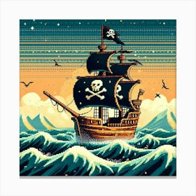 8-bit pirate ship Canvas Print