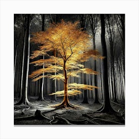 Golden Tree In The Forest 5 Canvas Print