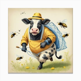 Cow With Bees 4 Canvas Print