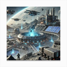 A Futuristic Sci Fi Scene Showcasing The Mining Gu Canvas Print