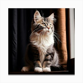 Cat Sitting In Window Canvas Print