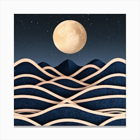 Moon And Waves 47 Canvas Print