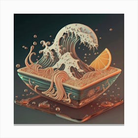 Great Kanagawa Acrylic Ramen Block 3d Render 6 Canvas Print