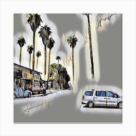 Palm Trees In The City Canvas Print