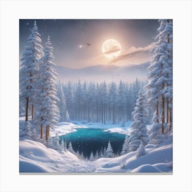 Winter Forest With Visible Horizon And Stars From Above Drone View Ultra Hd Realistic Vivid Colo (1) Canvas Print