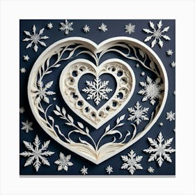 Heart With Snowflakes Canvas Print