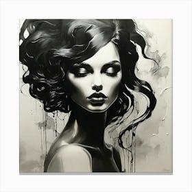 Woman In Black And White Canvas Print